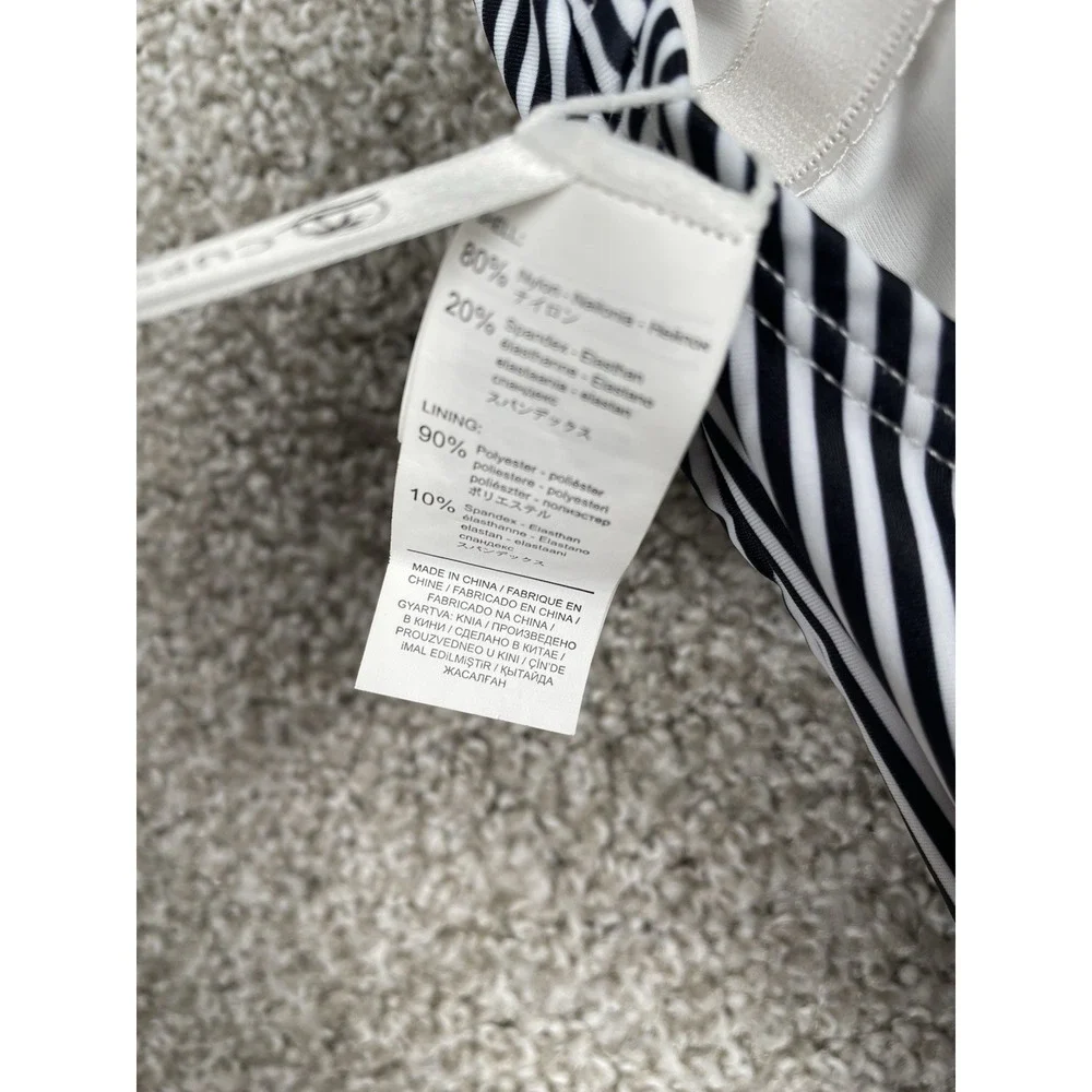 Cupshe Wish You Well One Piece Swimsuit 0X Black White Striped Lace Plunge NWT